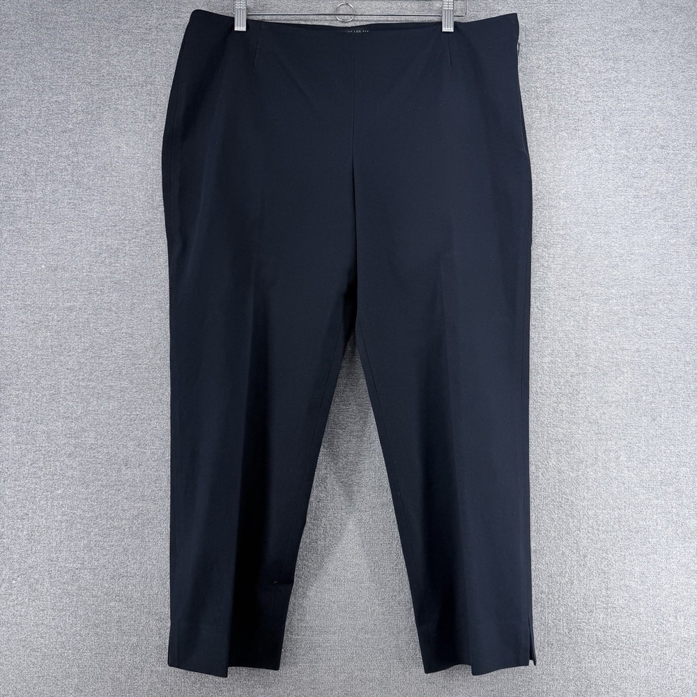 Lafayette 148 New York Cropped Dress Pants Women Size 14 Black Cotton Business